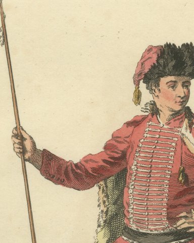 Tancred in Tancred and Sigismunda, Georgian Stage Costume, Jefferys, 1757, close-up 1