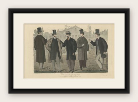 Antique Fashion Print September, 1864, shown framed