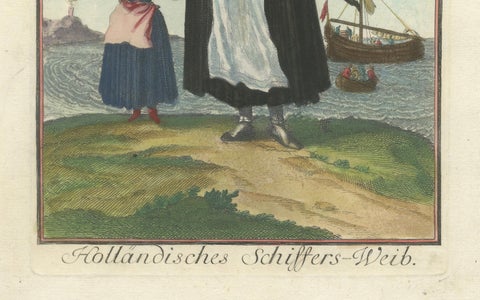 Copperplate Engraving of a Dutch Seaman’s Wife in Traditional Costume, 1703, close-up 4