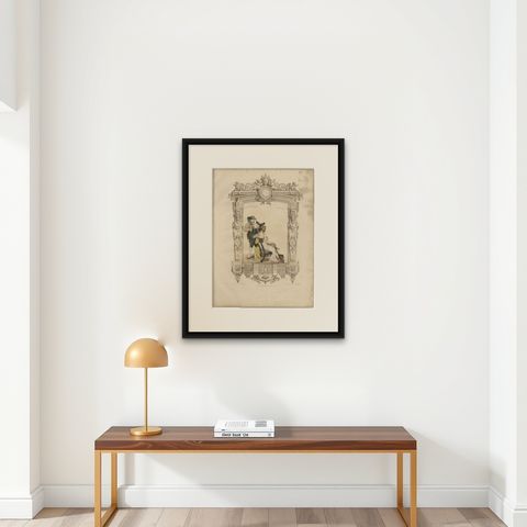 French Directoire Costume Lithograph, Under the Directory 1797, Published 1847, shown framed on a wall