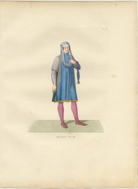 Renaissance Italian Costumes: Soldier, Young Italia Lady, Florentine Noble, 1845, view 4
