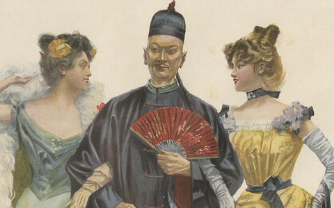 Oriental Carnival Costume Scene, “Faschingsfreuden” by Edward Cucuel, c. 1900, close-up 3