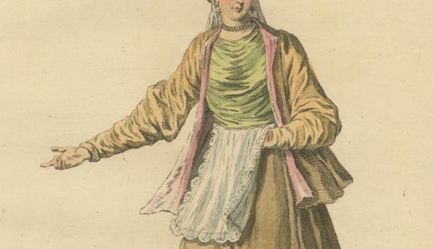 Antique Costume Print Young Lady of St John of Patmos Jefferys, 1749, close-up 3