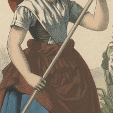Antique Costume Print of a Peasant Girl from Spreewald in Germany, C.1880, close-up 2