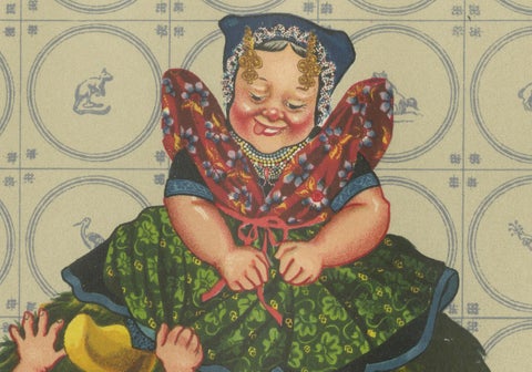 Axel Family in Traditional Costume, Zeeland-Flanders, 1930s Lithograph, close-up 3