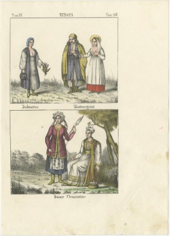 A Dalmatian, Montenegrins and Clementine Women in Costume, 1842, view 2