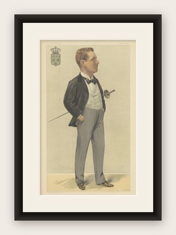 Royal Elegance: Prince Henry of Orleans, Fencing Nobleman, Vanity Fair 1897, shown framed