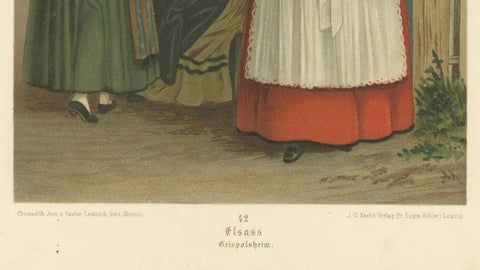 Alsace Folk Costume, Griesheim, Traditional Dress, c.1875, close-up 5