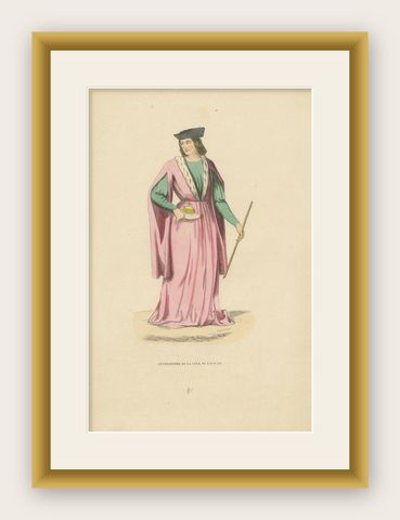 Elegance at the Court of Louis XII: A French Noble's Poise, 1847, shown framed