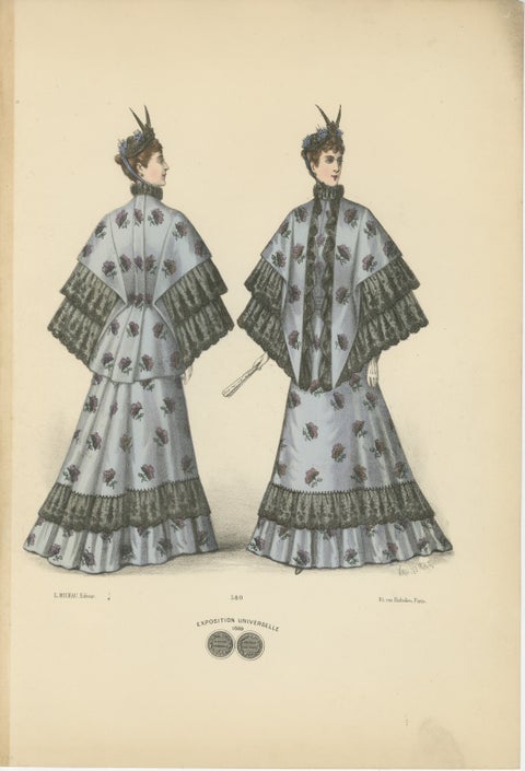 Victorian Elegance in Detail: A Fashion Lithograph by L. Michau, 1889, view 2