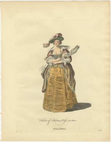 Wife of Rubens in 1620 with a Feather Fan, Jefferys Costume Plate, 1757, view 2