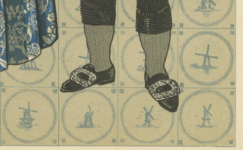 Elegant Dutch Couple in Festive Bergen-Binnen Costume, Early 1800s Print, close-up 3