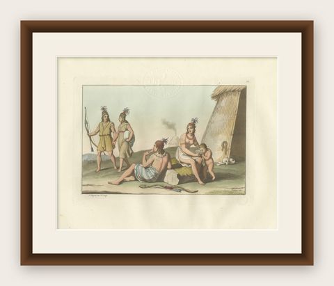 Indigenous People of Formosa (Taiwan), Ferrario Costume Print, c.1815, shown framed