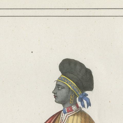Sierra Leone Woman Costume Print, Antique Hand-Colored Lithograph, 1854, close-up 6