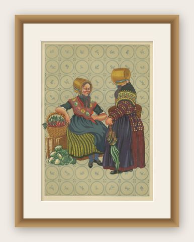 Limburg Peasant Women in Straw Bonnets, First Half of the 19th Century, shown framed