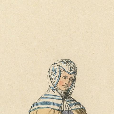 Dignified Poise of a Spanish Noblewoman in an Original Lithograph Published 1847, close-up 4