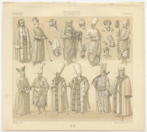 Ottoman Turkey Costume & Interior Lithographs, Paris c.1888 Set of 3, view 4