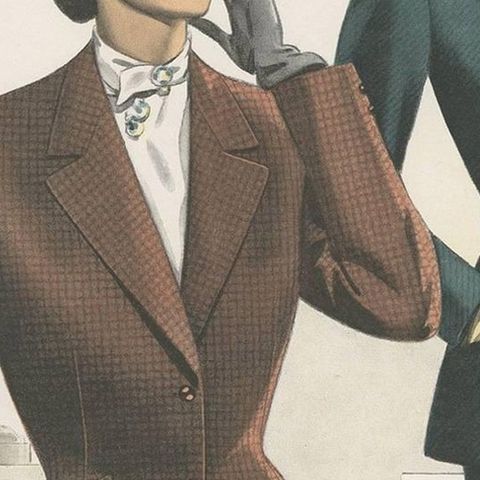 Vintage Fashion Print 'Pl.14309' Published in Ladies Styles, 1952, close-up 2