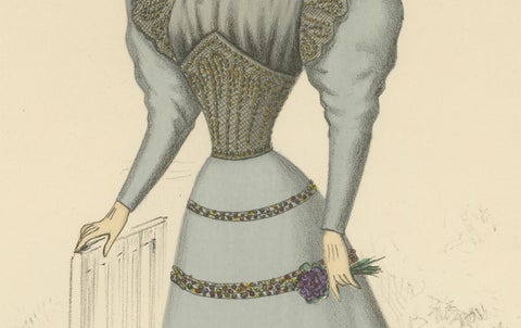 Elegant Fashions of 1889: Lithographs by L. Michau and M. de Solar, close-up 4