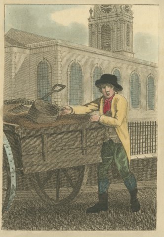 Sand Seller at Saint Giles's Church, Cries of London, 1804, close-up 1