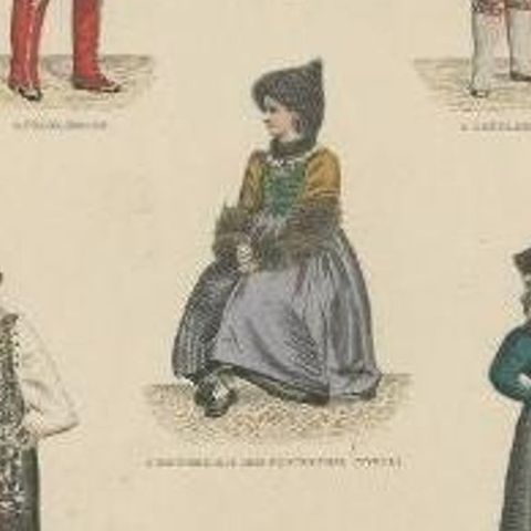 Antique Costume Print of Bayern, Tyrol, Slovakia and Others, close-up 2