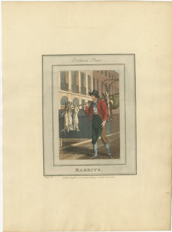 Rabbit Seller in Portland Place, Cries of London, 1804, view 2