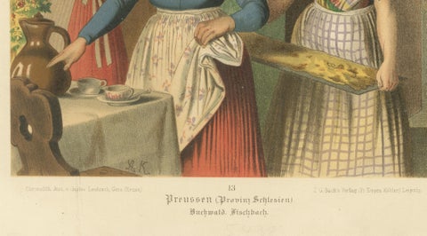 Silesian Folk Costume Scene, Prussia, Buchwald & Fischbach, c.1875, close-up 5