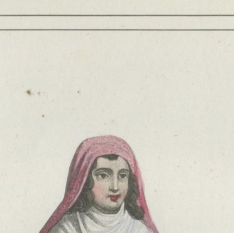 Russian Woman Costume Print, Antique Hand-Colored Lithograph, 1854, close-up 6