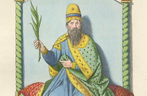 Regal Figures in Ceremonial Dress c.15th Century, Antique Print 1845, close-up 5