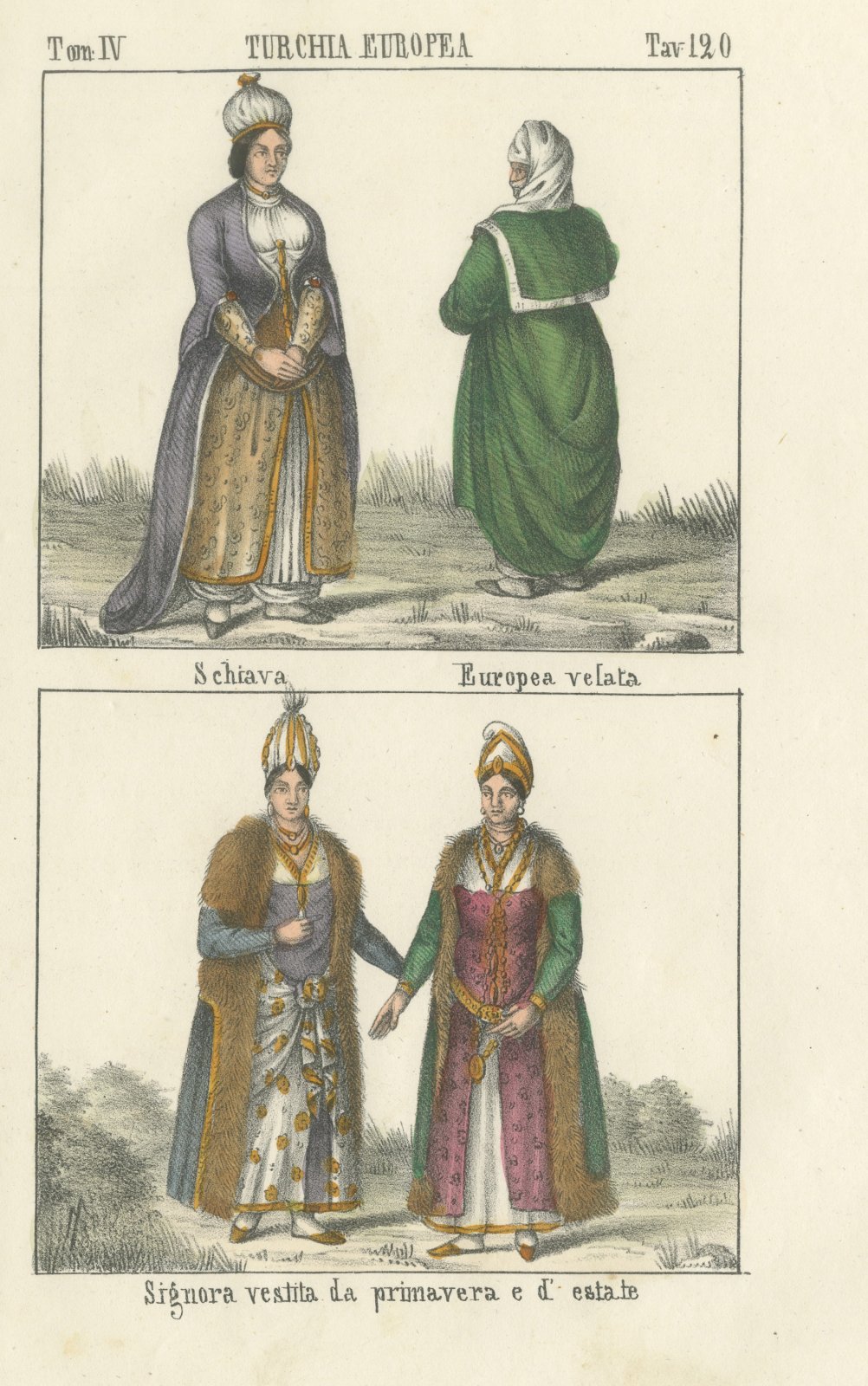 A Slave, a Veiled European and Ladies in Spring and Summer Dress, 1842