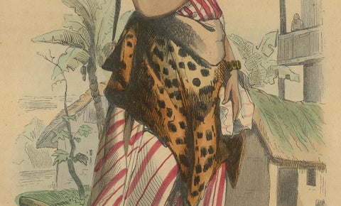 Jeune Fille Arabe in Traditional Attire from Wahlen's 1844 Lithographs, close-up 2