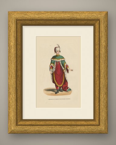 Commander of Saint Stephen of Hungary, Hand Colored Wood Engraving, 1844, shown framed