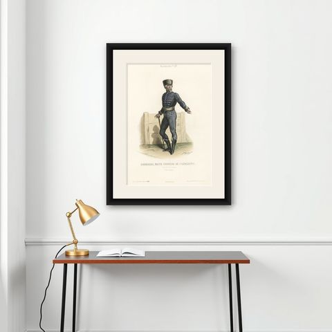 Print Depicting a Bourgeoise in Folk Costume from Jászsági, Lower Hungary, 1850, shown framed on a wall