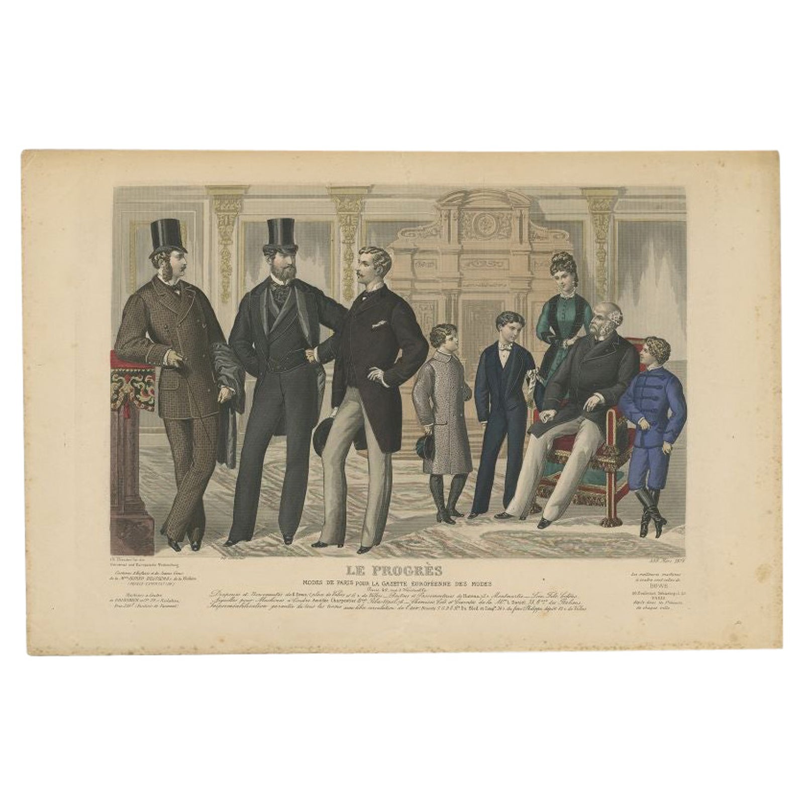 Decorative Antique Fashion Print, 1878