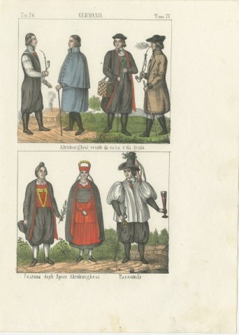 Altenburg Everyday and Festive Dress with Bridal Couple, Lithograph, 1842, view 2