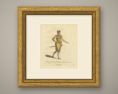 Nobleman of the United Provinces in 1588, Jefferys Costume Plate, 1757, shown framed