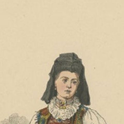 Antique Costume Print of a Woman from Brotterode 'Thuringia' in Germany, 1880, close-up 1