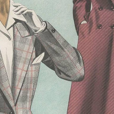 Vintage Fashion Print 'Pl. 14219' published in Ladies Styles, 1951, close-up 2