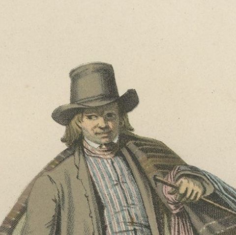 Antique Costume Print of Västergötland in Sweden, ca.1864, close-up 1