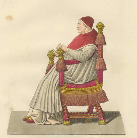 Historical Portraits of Sixtus IV, Platina and a Noble Englishwoman, 1845, close-up 1