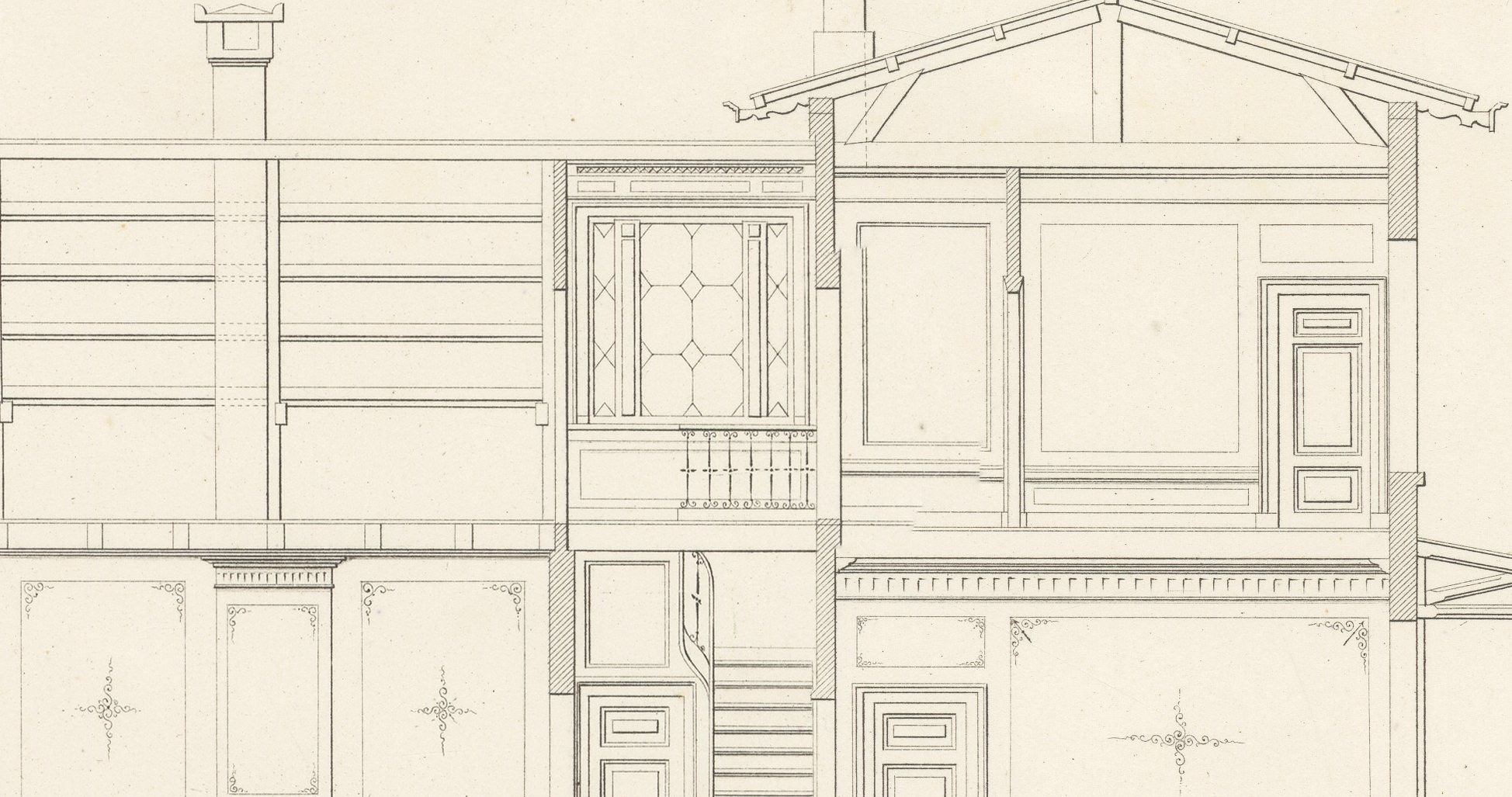 Swiss Chalet Villa by Springer, Dutch Architecture Print, Leliman, 1865-1866, view 4