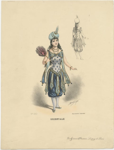 Antique Fashion Print, Lady in Oriental Costume by G. Donjean, c.1870, view 2