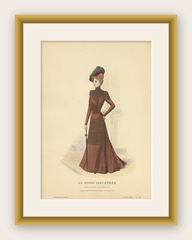 Antique Fashion Print Published by La Mode Illustrée 'No. 40 - 1899', shown framed