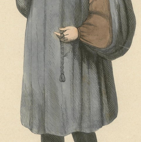 Medieval Sobriety: A Scholarly Figure in 'Costume du Moyen Âge, 1847, close-up 2