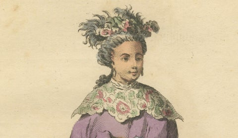 Lady of China in Court Attire, Antique Print, Jefferys, 1749, close-up 2