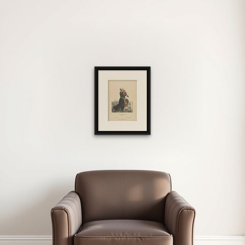 Antique Costume Print of a Prince from Burgundy by Lipperheide, c.1880, shown framed on a wall