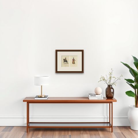Kirghiz Elegance Engraved: A Study of 19th Century Central Asian Attire, 1814, shown framed on a wall