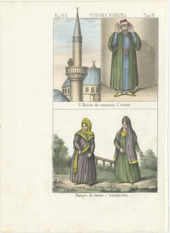 The Muezzin Calling to Prayer and Women of Smyrna and Salonica, 1842, view 2