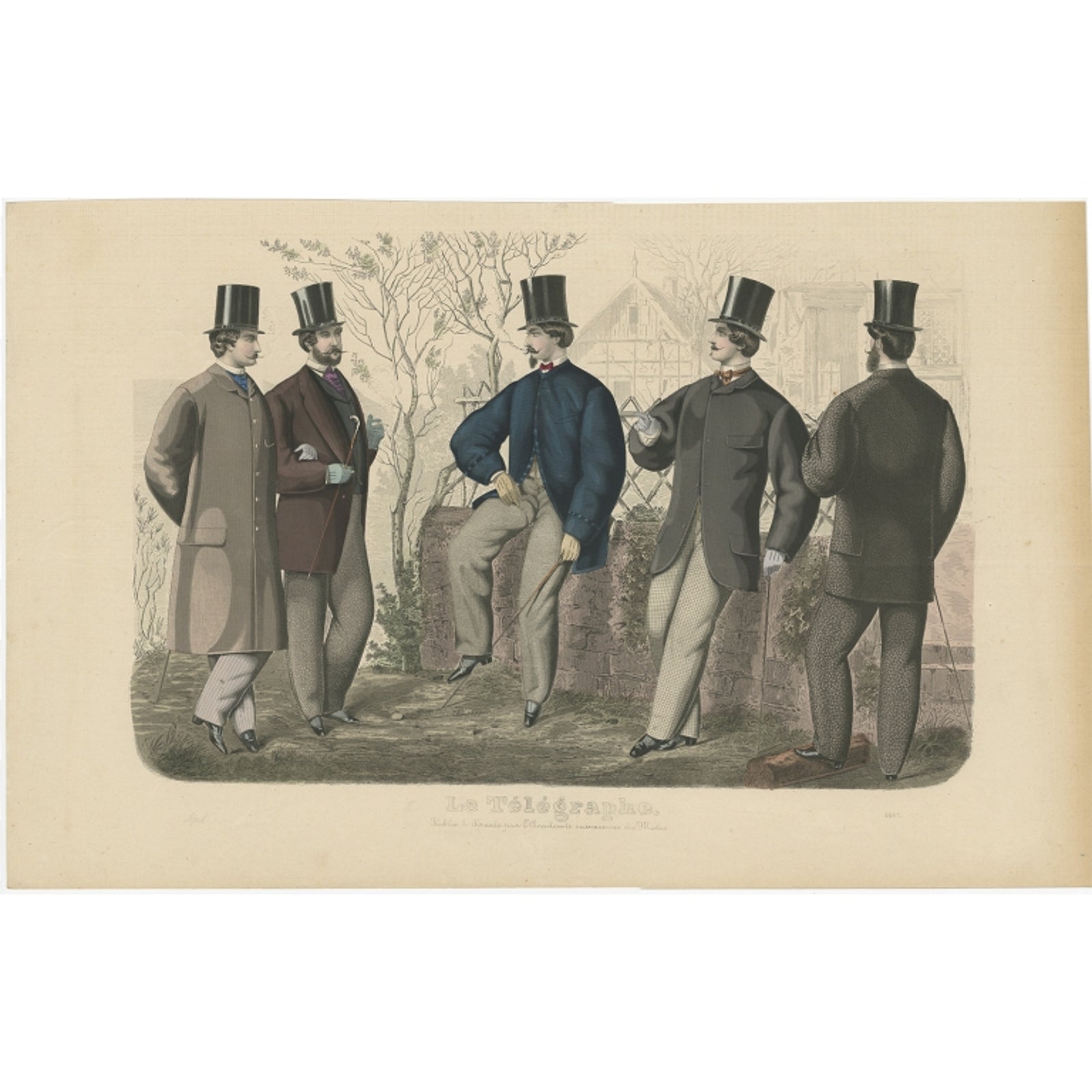 Antique Fashion Print April, 1865