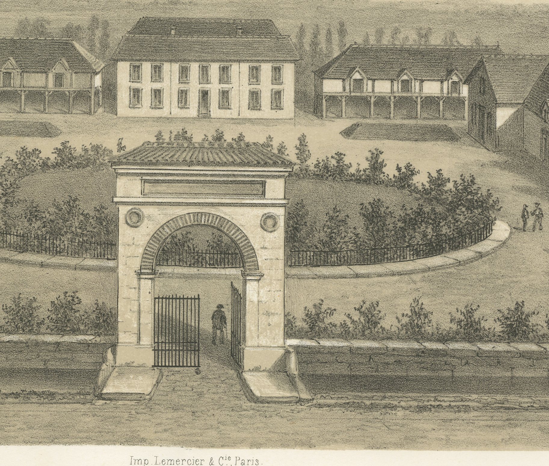 Rambouillet National Sheepfold, Main Court, Antique Print, 1873, view 5